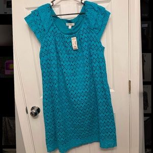 NWT Turquoise Eyelet Sheath Dress Barn Dress Sz 16